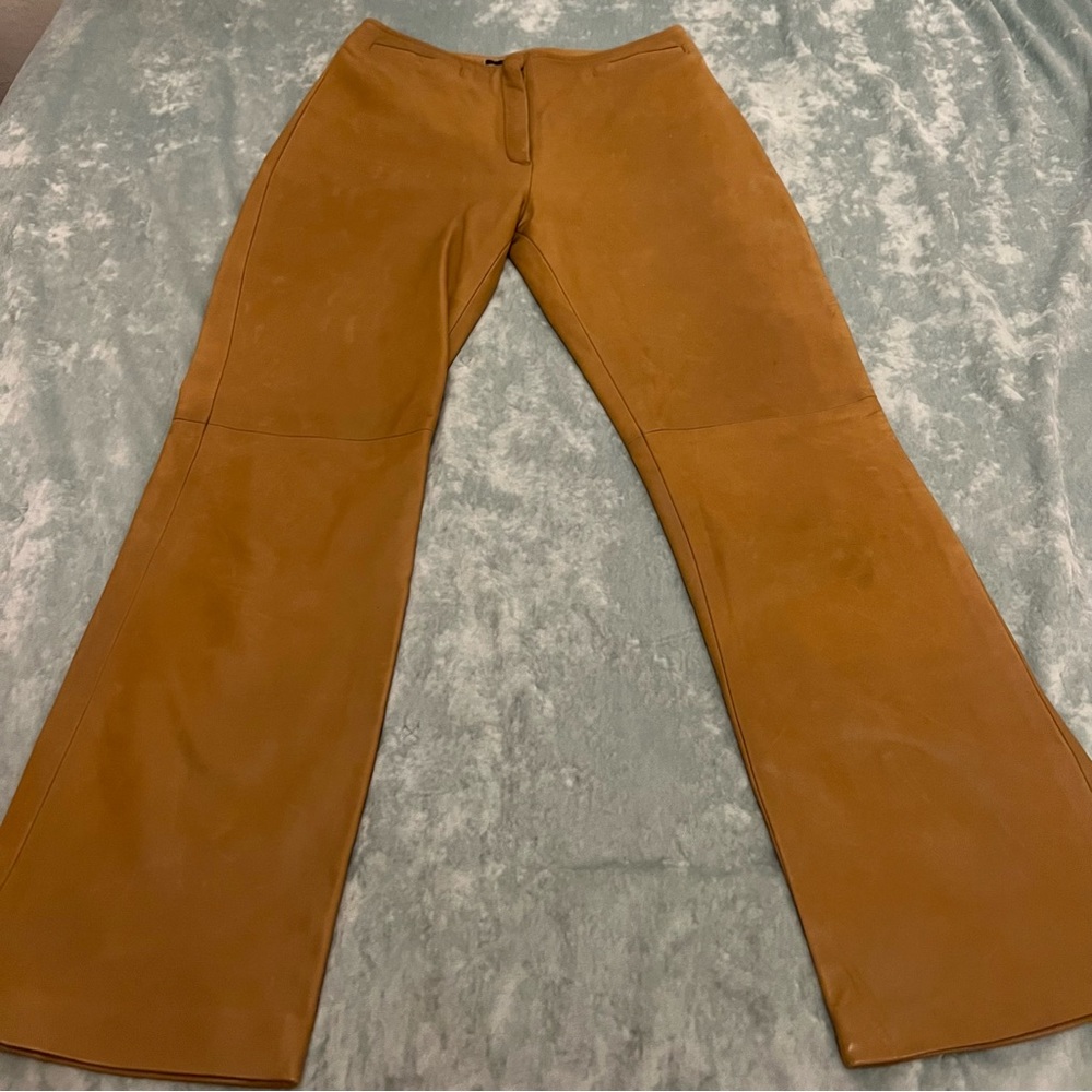 Ventcouvert Tan Leather Straight Pants